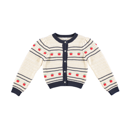 Bebe Organic Fall Apple Knit Daisy Long Sleeve Cardigan