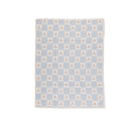 Bebe Organic Blue Patchwork Teddy Blanket
