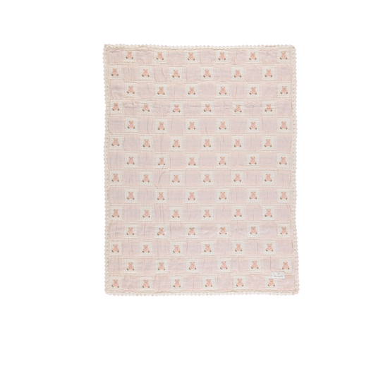 Bebe Organic Mauve Patchwork Teddy Blanket