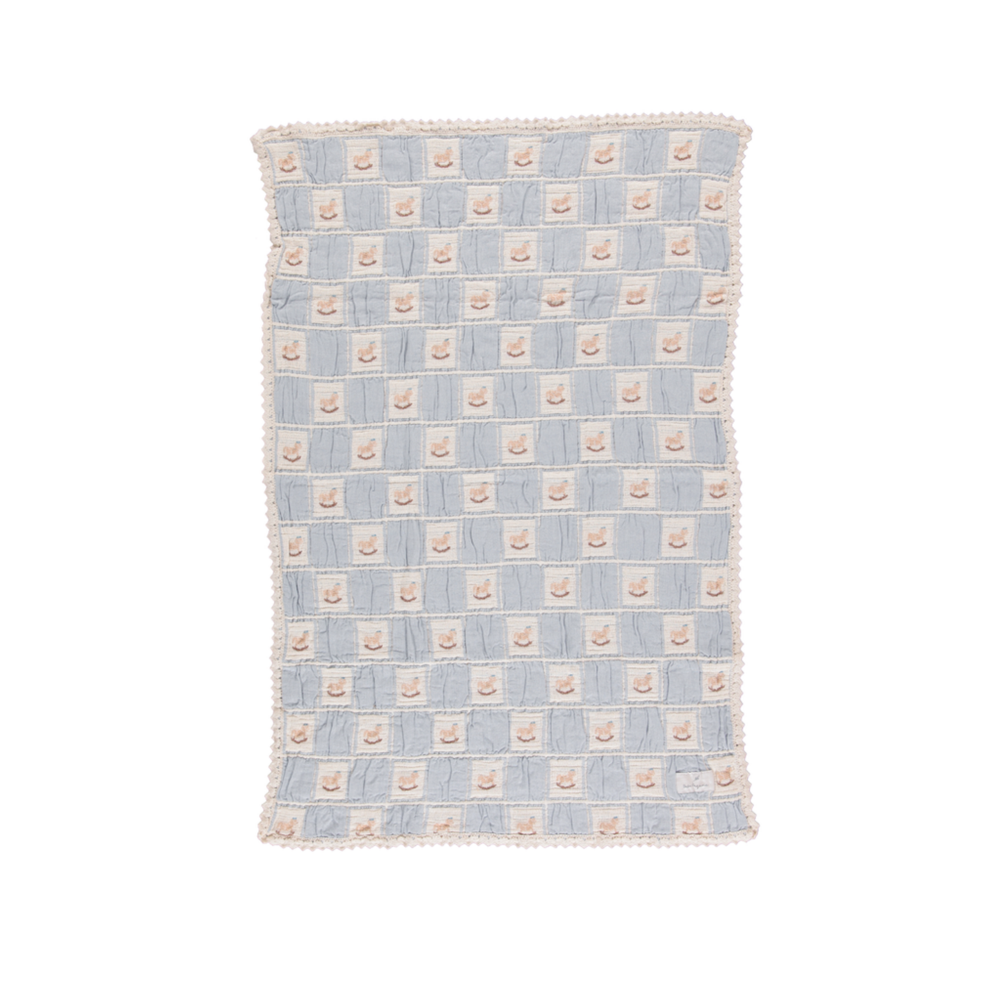 Bebe Organic Blue Patchwork Rocking Horse Blanket