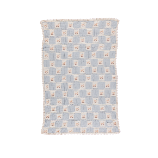 Bebe Organic Blue Patchwork Rocking Horse Blanket