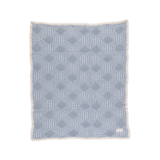 Bebe Organic Blue Patchwork Patchwork Plaid Blanket