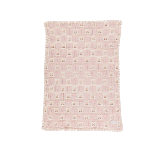 Bebe Organic Mauve Patchwork Rocking Horse Blanket