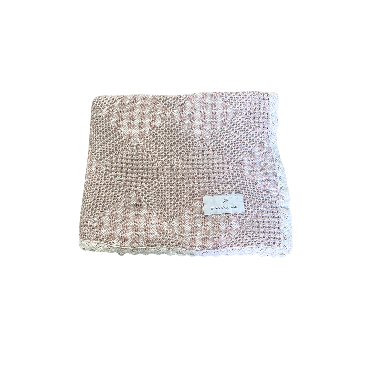 Bebe Organic Pink Patchwork Patchwork Plaid Blanket