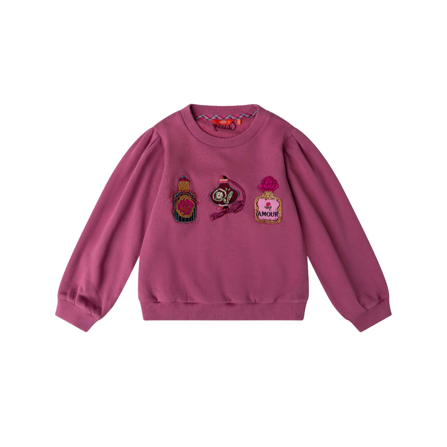 Oilily Red Violet Perfume Embroidered Crewneck Sweatshirt