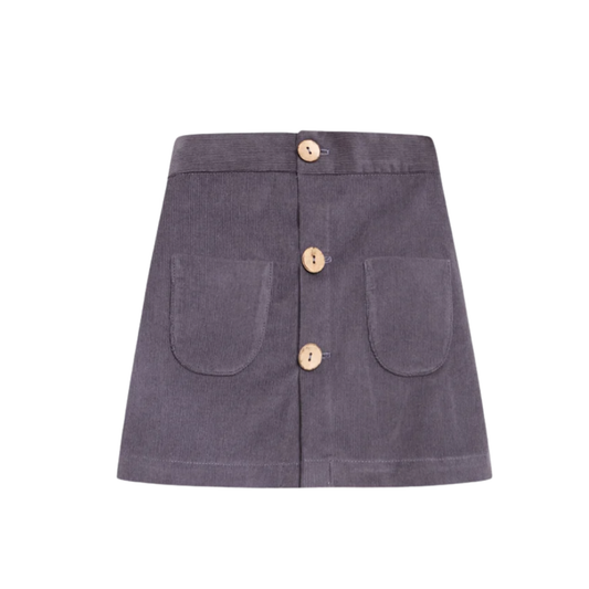 Birinit Charcoal Corduroy Button-Up Skirt
