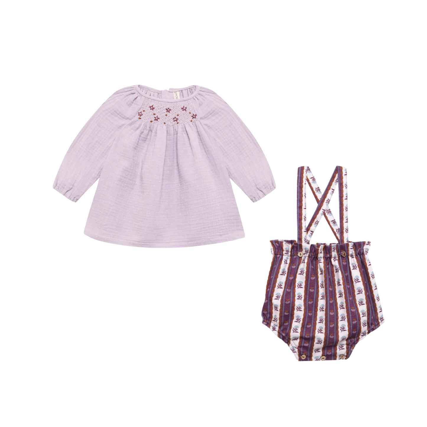 Birinit Mauve Embroidered Smocked Bloomer Set