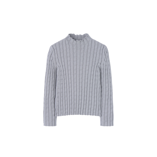 Popelin Grey Perkins Knitted Long Sleeve Sweater