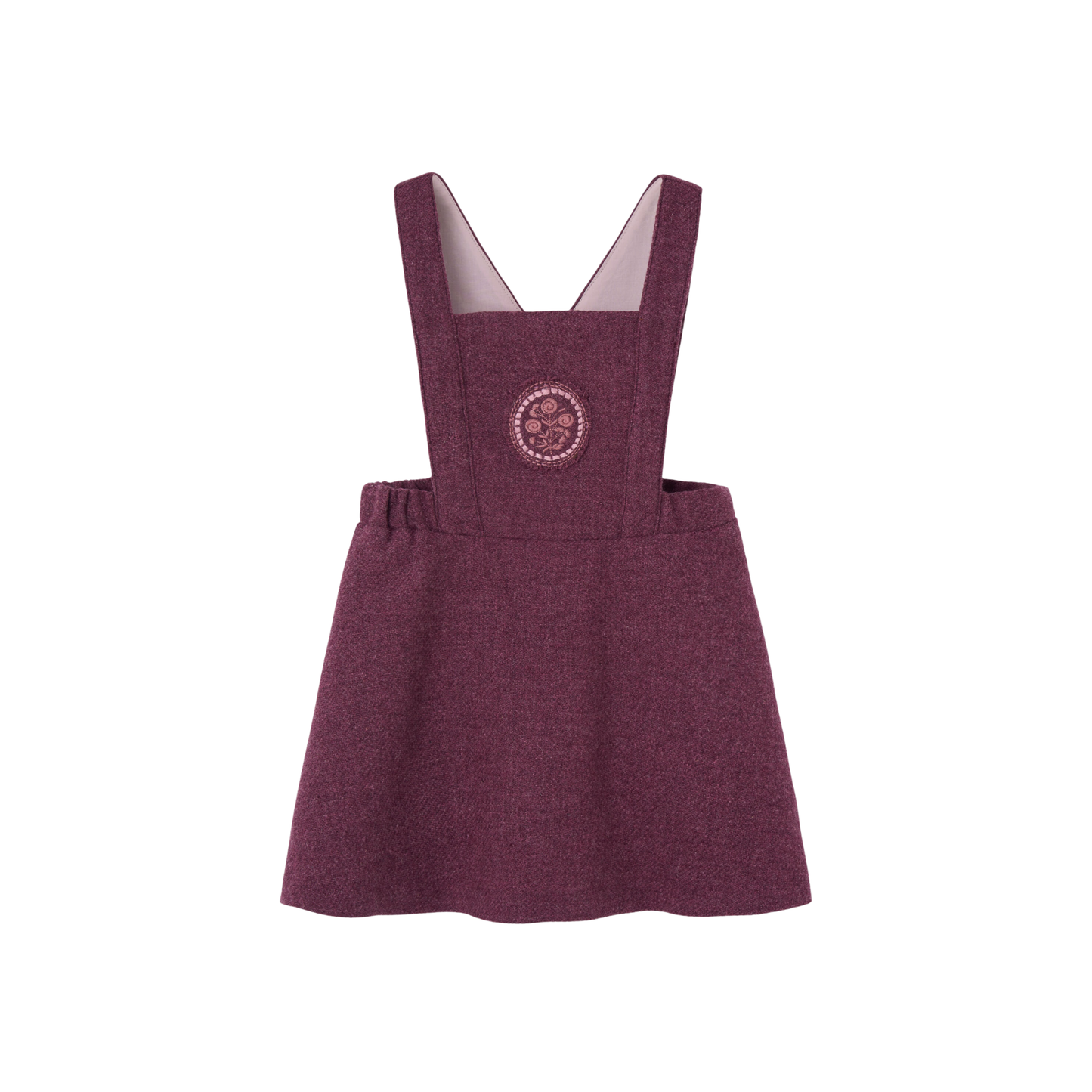 Popelin Wine Red Embroidered Dress