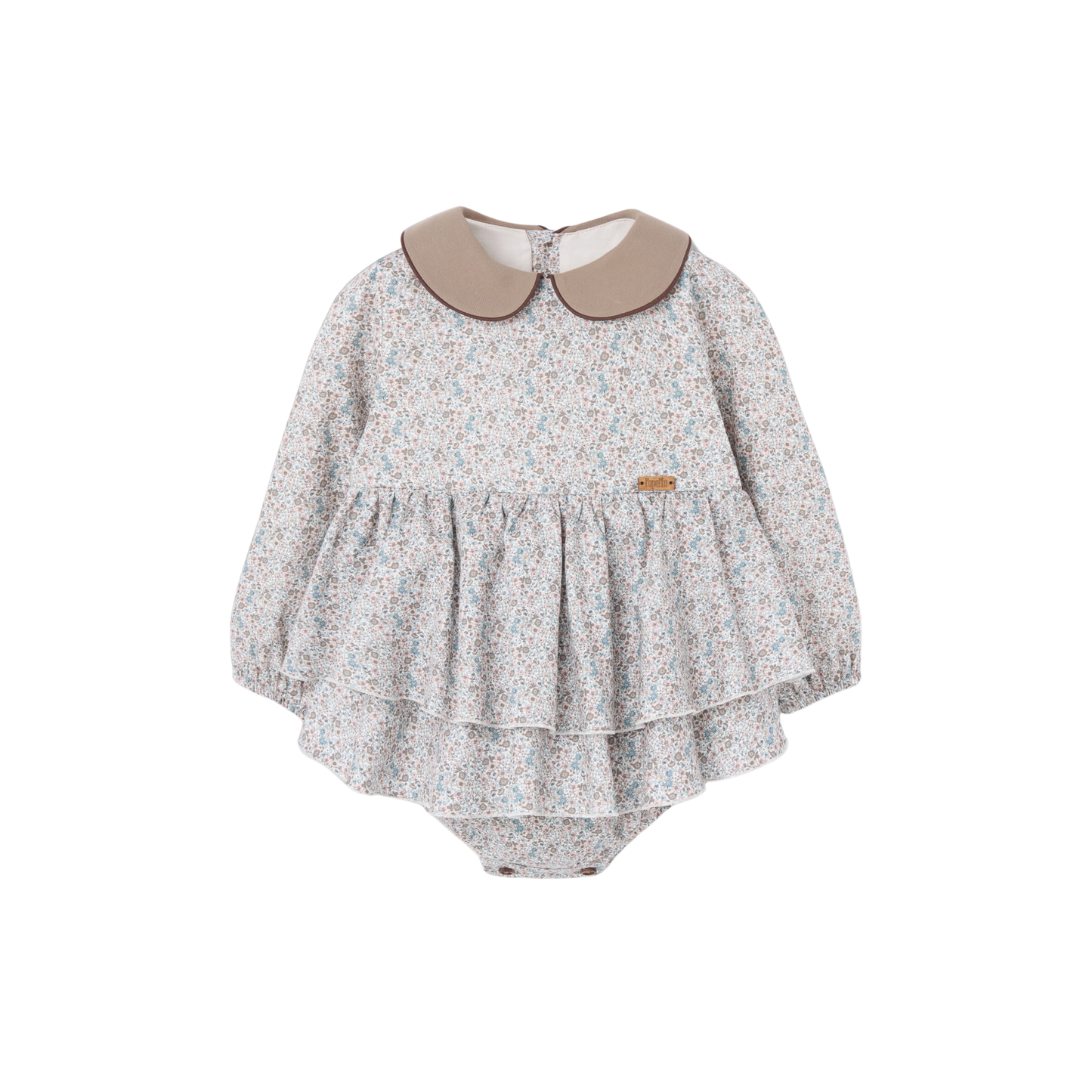 Popelin Ivory Floral Embroidered Romper
