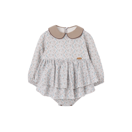 Popelin Ivory Floral Embroidered Romper