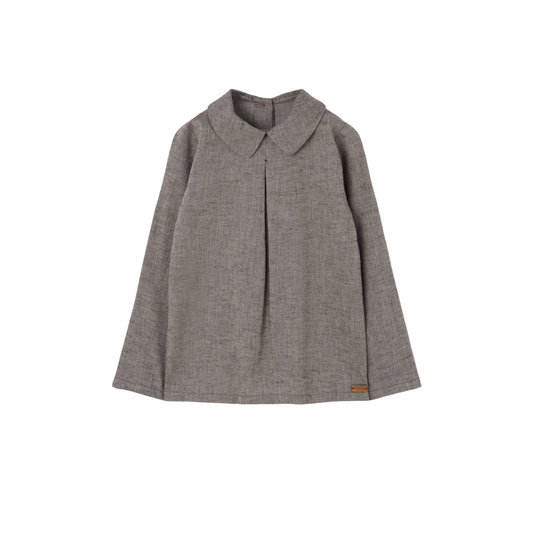 Popelin Brown Herringbone Long Sleeve Shirt