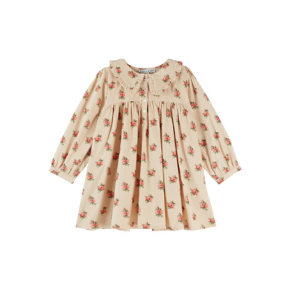 Emile Et Ida Soft Cream Soft Floral Long Sleeve Dress