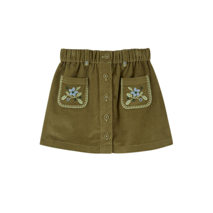 Emile Et Ida Pistachio Green Embroidered Pocket Skirt