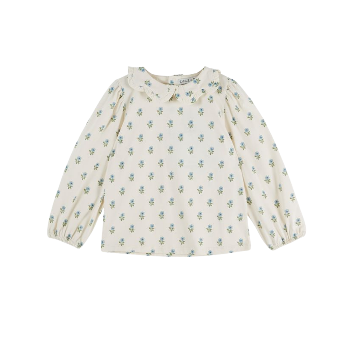 Emile Et Ida Cream Blue Floral Long Sleeve Blouse