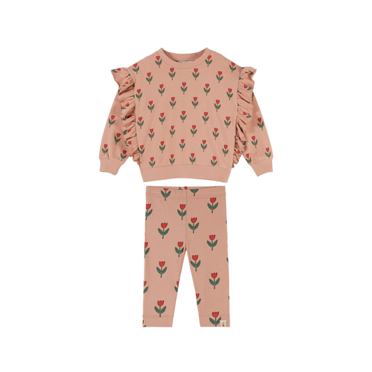 Emile Et Ida Mauve Tulip Ruffle Long Sleeve Sweatshirt