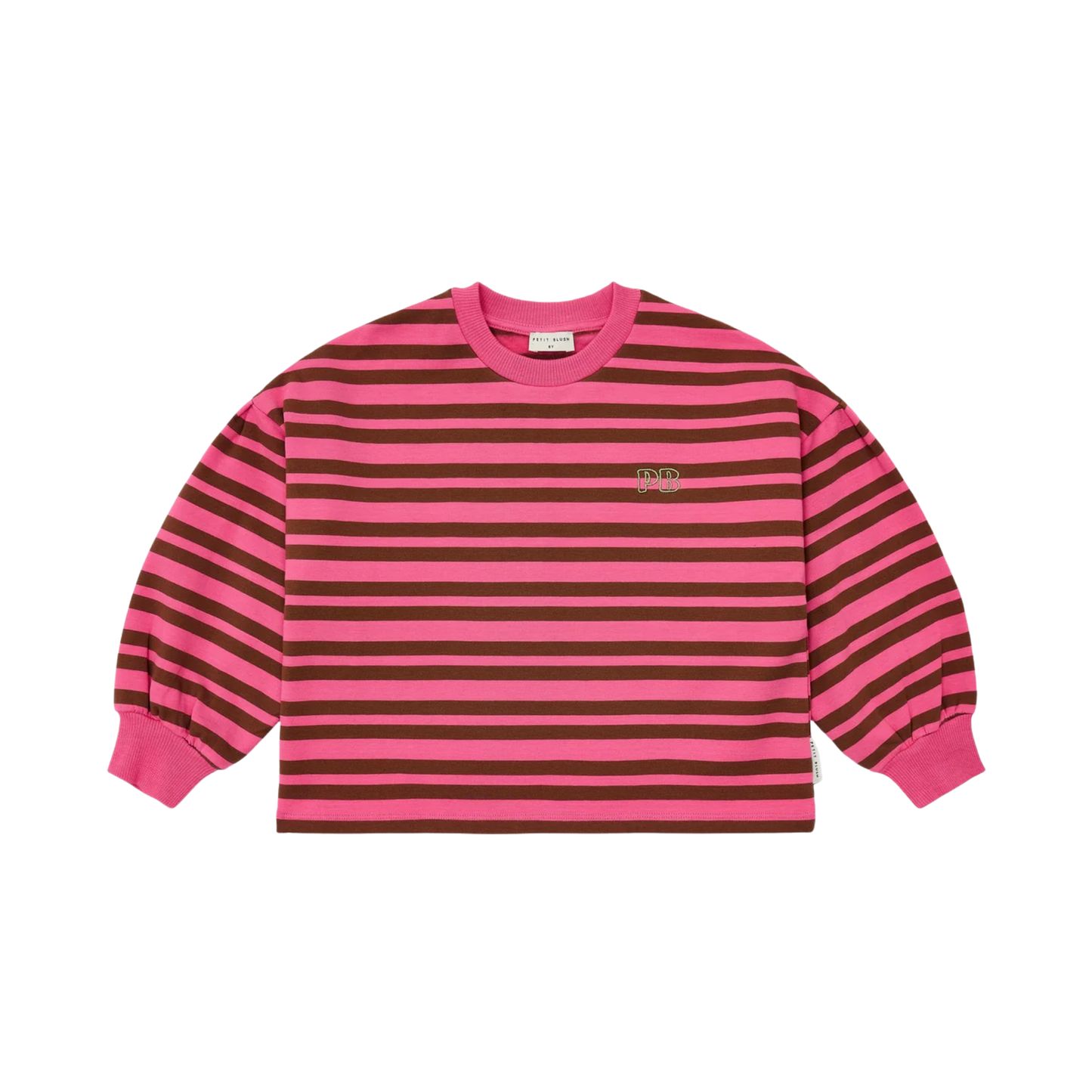 Petit Blush Pink/Brown Easy Stripe Sweatshirt