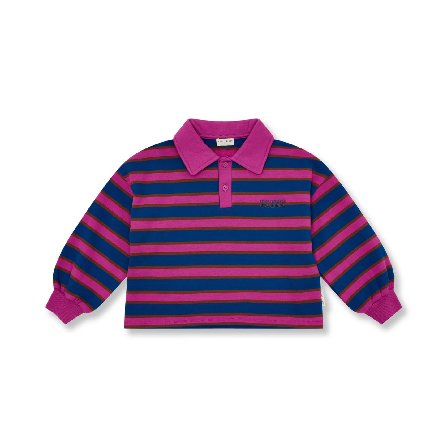 Petit Blush Stripe Polo Sweatshirt