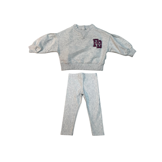 Petit Blush Grey Melange Easy Leggings Set