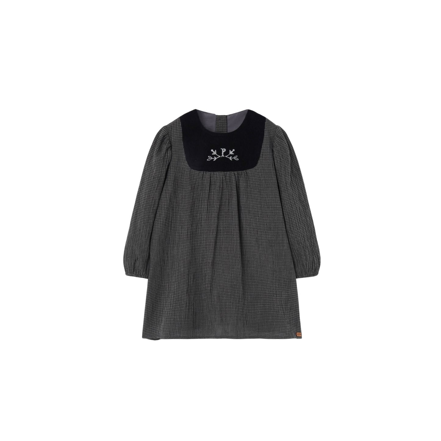 Popelin Black Gingham Long Sleeve Dress
