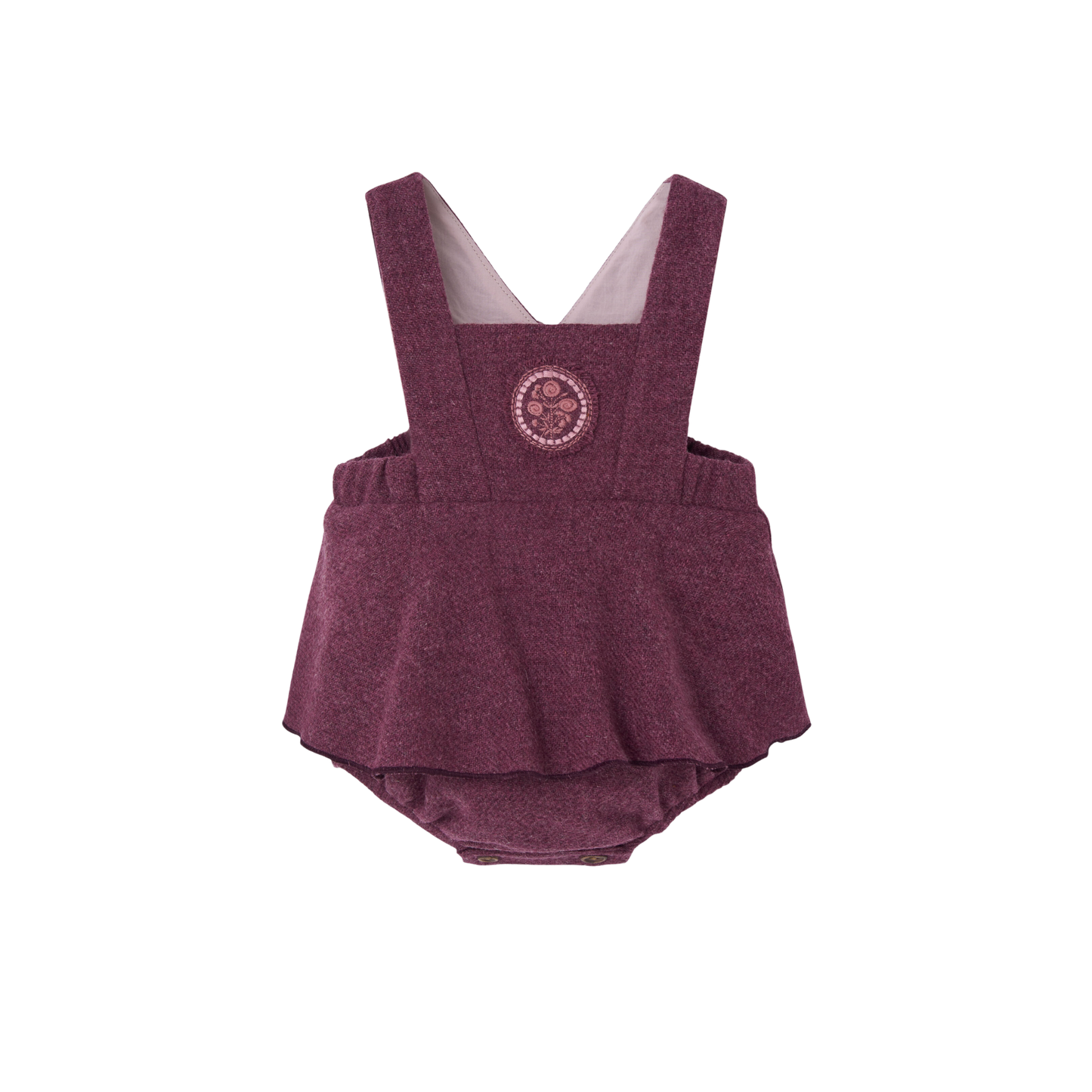 Popelin Wine Red Woollen Straps Romper