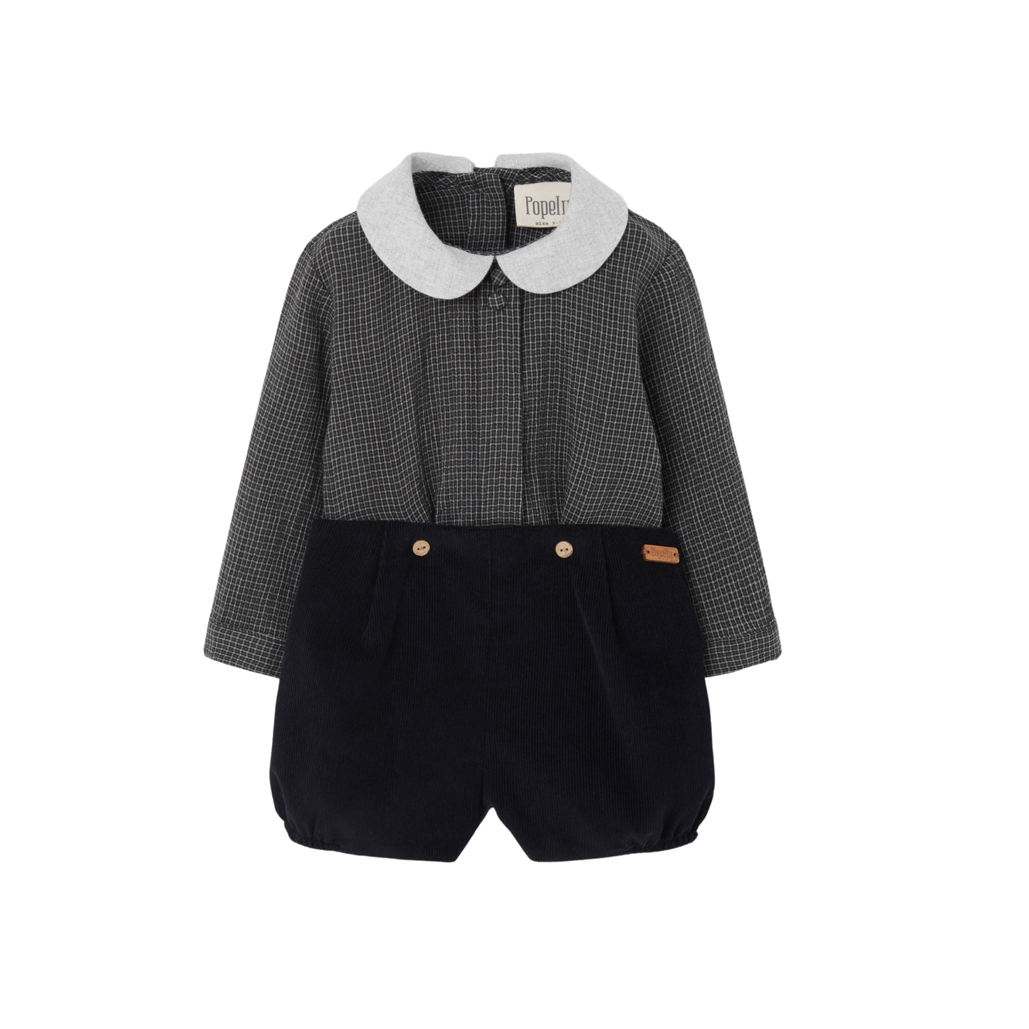 Popelin Black Contrasting Two Piece Set