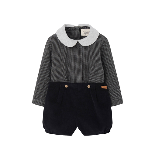 Popelin Black Contrasting Two Piece Set