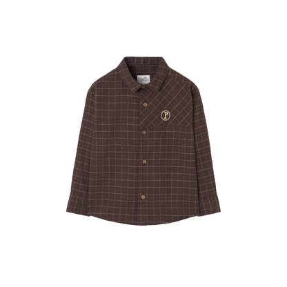 Popelin Brown Plain Long Sleeve Shirt