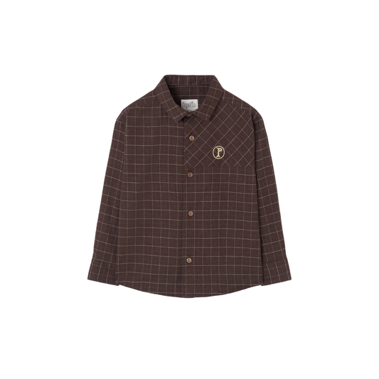 Popelin Brown Plain Long Sleeve Shirt