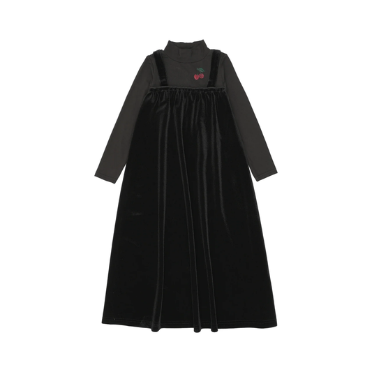 Lil Legs Black Mockneck Cherry Maxi