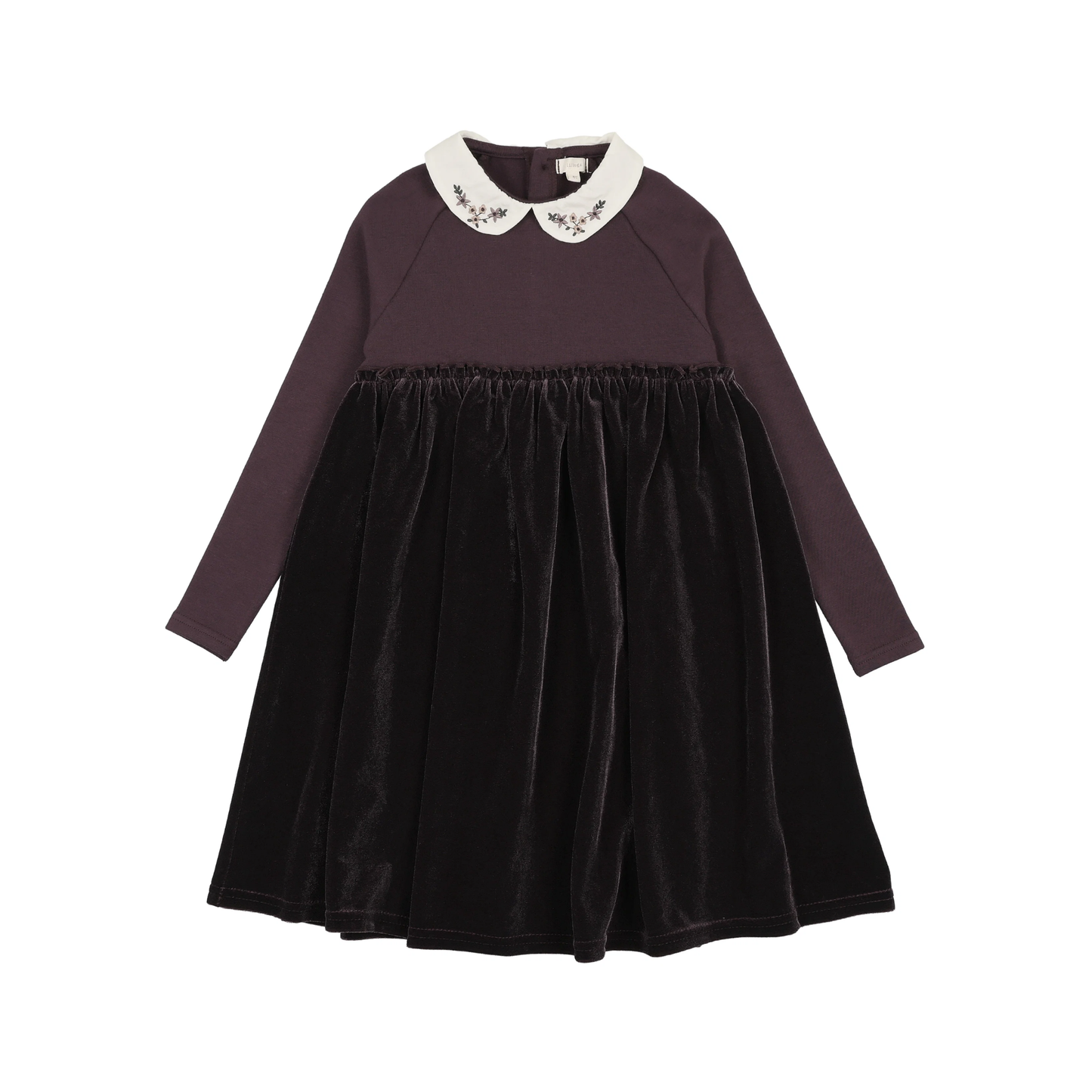 Lil Legs Eggplant Embroidered Collar Maxi-Short Length