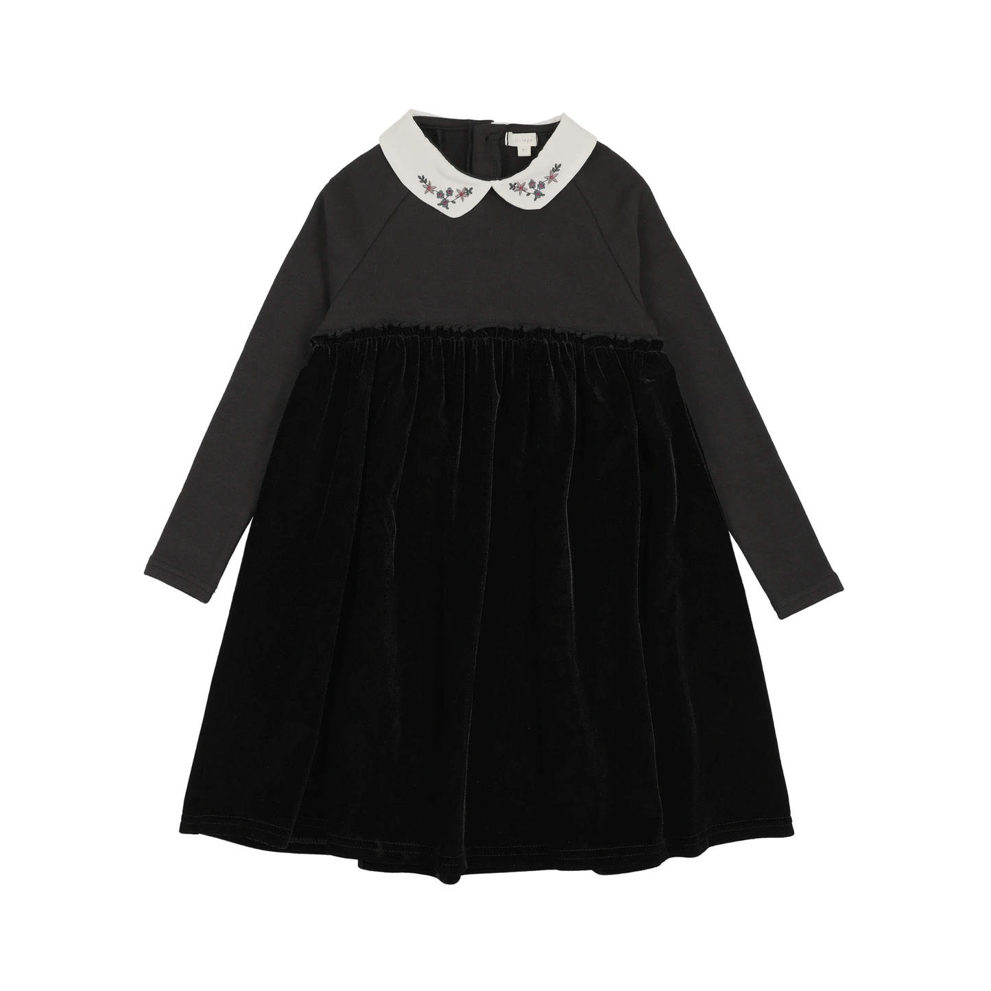 Lil Legs Black Embroidered Collar Maxi-Short Length