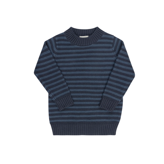 Looms Navy Embroidered Trim Sweater