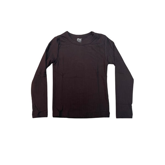Flowers By Zoe Brown Plain Ribbed Long Sleeve Top
