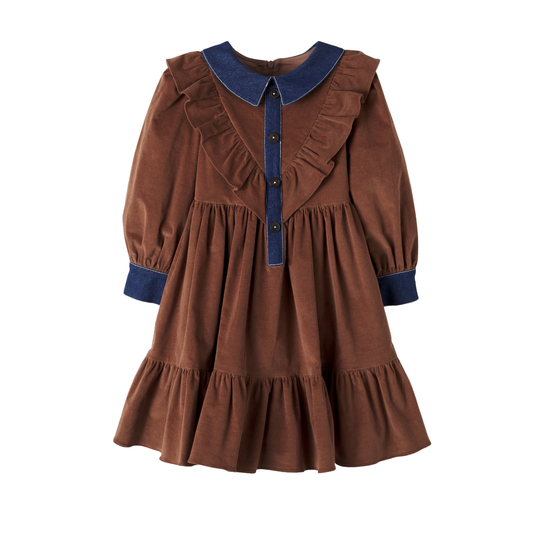 Patachou Moka Collar Long Sleeve Dress