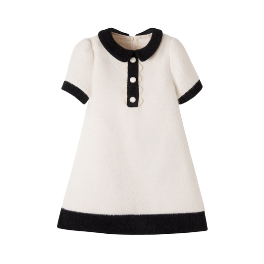 Patachou Ivory Elegant Short Sleeve Dress
