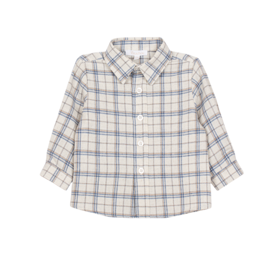 Patachou Blue Beige Check Long Sleeve Shirt