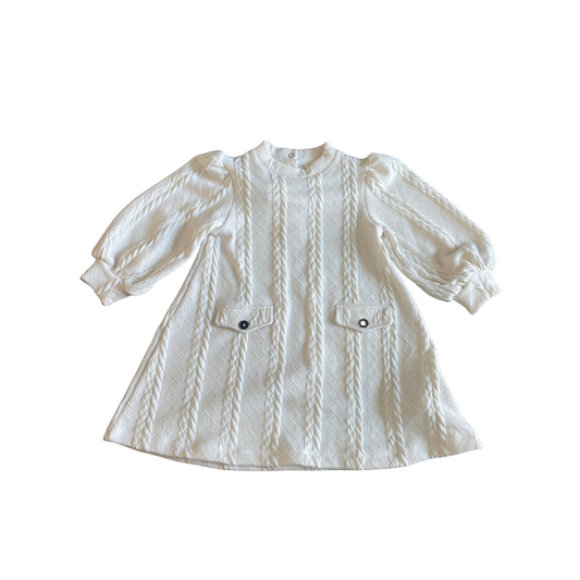 Patachou Ecru Cable Long Sleeve Dress