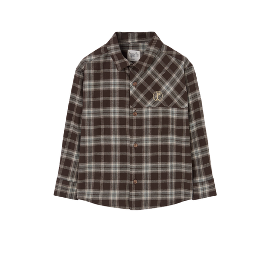 Popelin Brown Plaid Long Sleeve Shirt