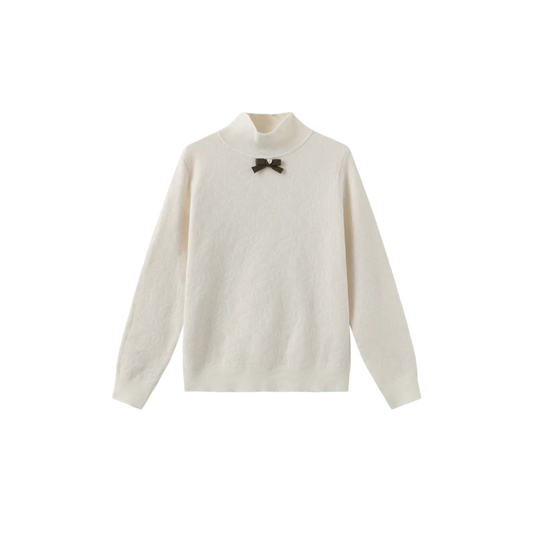 The Middle Black Neck Bow Knit Turtleneck