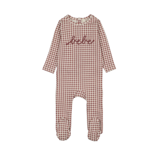 Lilette Mauve Gingham Bebe Footie