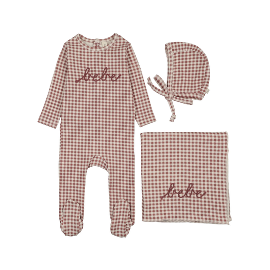 Lilette Mauve Gingham Bebe Layette Set