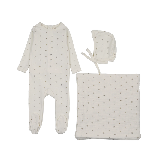 Lilette Cream/Oat Bitsy Floral Layette Set