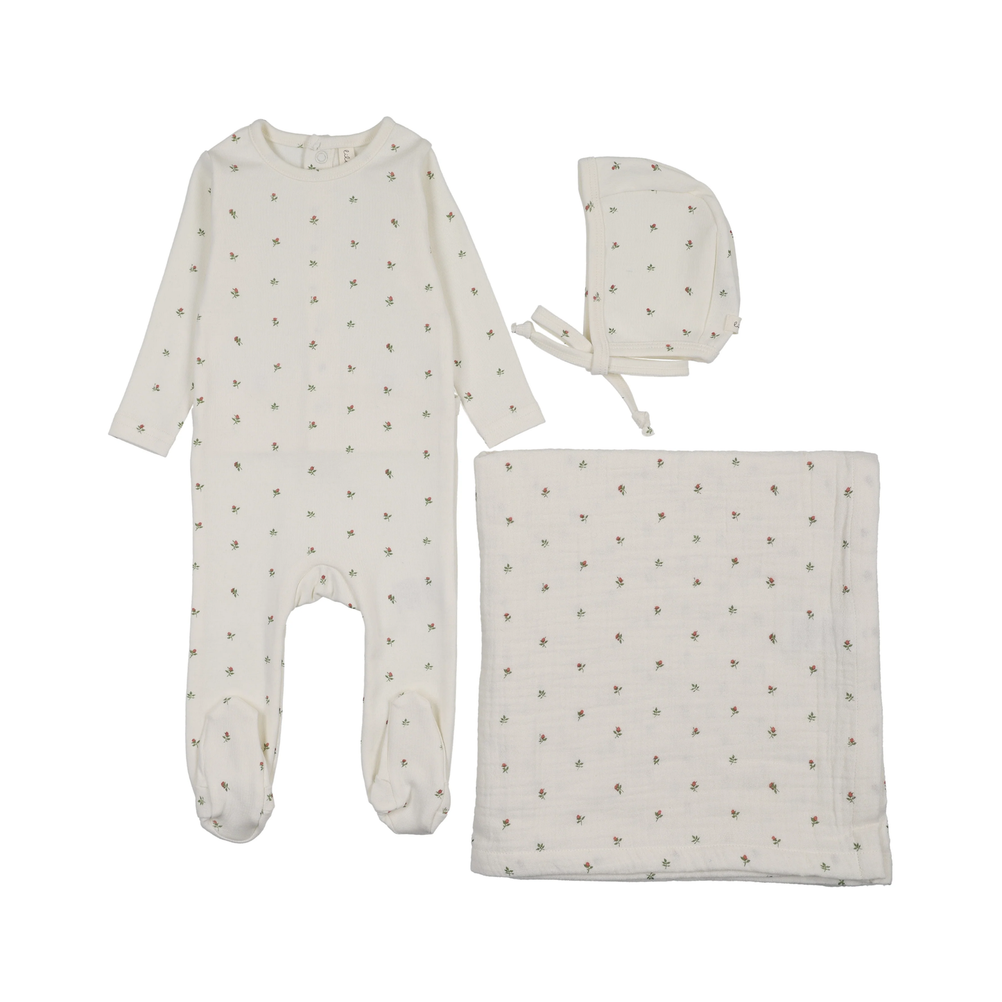 Lilette Cream/Pink Bitsy Floral Layette Set