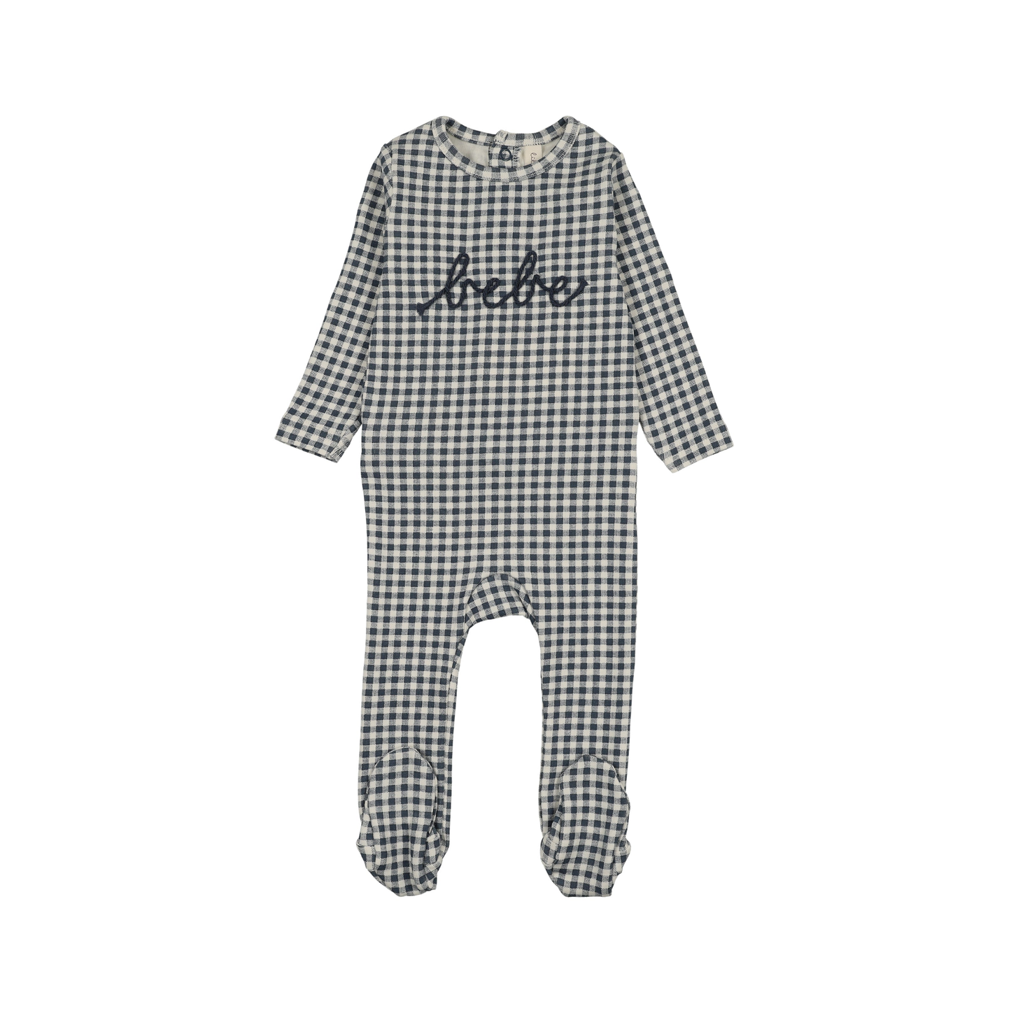 Lilette Off Navy Gingham Bebe Footie