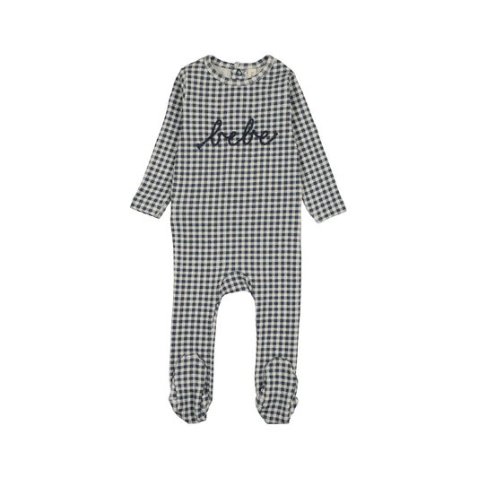 Lilette Off Navy Gingham Bebe Footie
