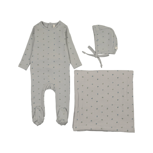 Lilette Pale Blue Bitsy Floral Layette Set