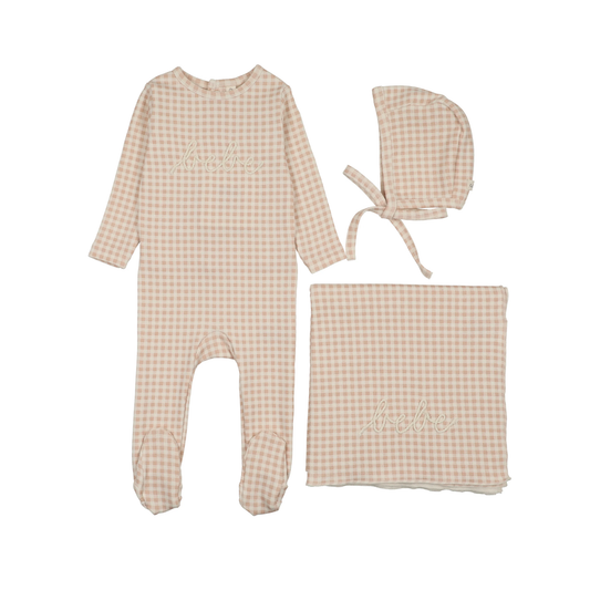 Lilette Pale Pink Gingham Bebe Layette Set