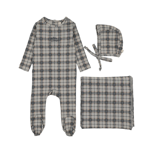 Lilette Pale Blue Tartan Print Layette Set
