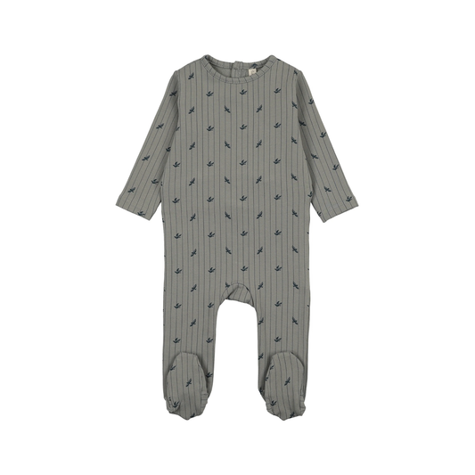 Lilette Light Blue Stripe Print Footie